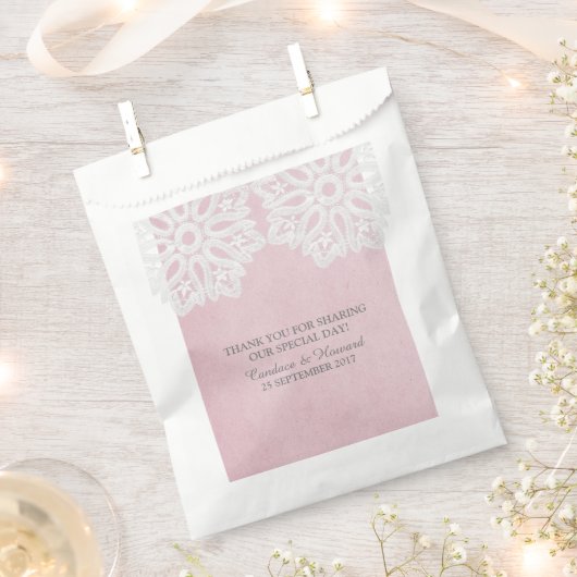 Roze Elegant Lace Favor Bags Bedankzakje (Geknipt)