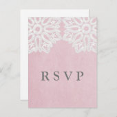 Roze Elegant Lace RSVP Briefkaart (Voorkant / Achterkant)