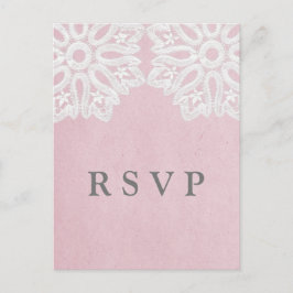 Roze Elegant Lace RSVP Briefkaart