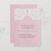 Roze Elegant Lace RSVP-kaart RSVP Kaartje (Voorkant / Achterkant)