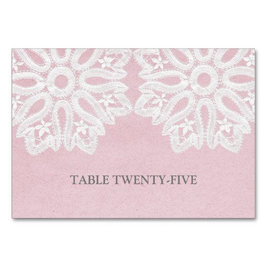 Roze Elegant Lace Table Kaart (Voorkant)