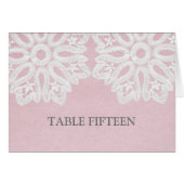 Roze Elegant Lace Table Number Kaart (Voorkant Horizontaal)