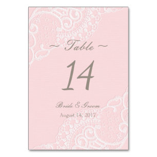 Roze Elegant Lace Table Number Kaart