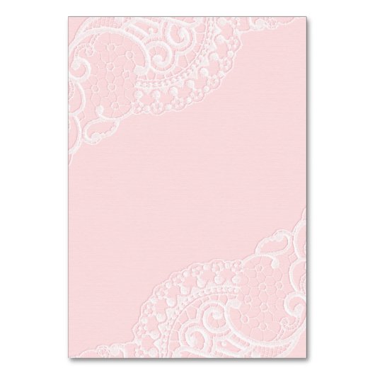 Roze Elegant Lace Table Number Kaart (Achterkant)