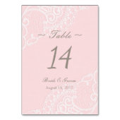 Roze Elegant Lace Table Number Kaart (Voorkant)