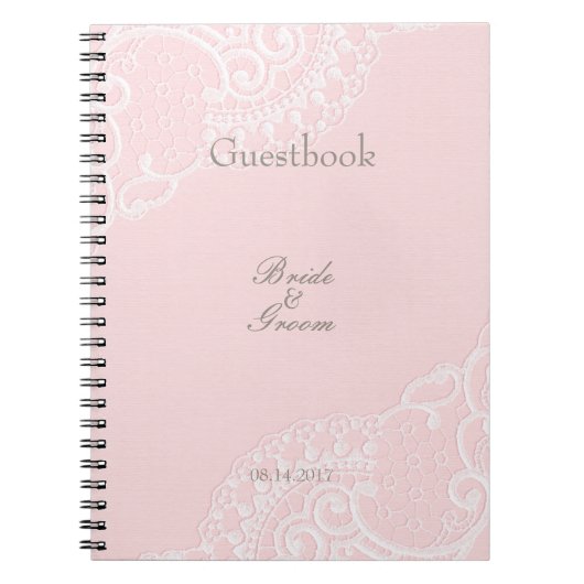 Roze  Elegant Lace Weddenschap Notitieboek (Voorkant)