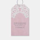 Roze Elegant Lace Wedding Gift Labels Cadeaulabel (Voorkant)
