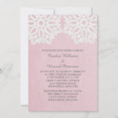Roze Elegant Lace Wedding Invite Kaart (Voorkant)
