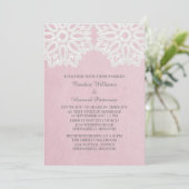 Roze Elegant Lace Wedding Invite Kaart (Staand voorkant)