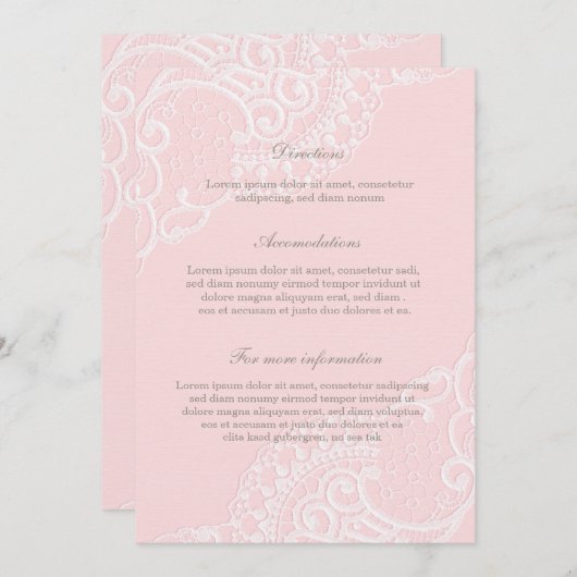 Roze  Elegant Lace Wedding Kaart (Voorkant / Achterkant)