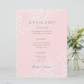Roze  Elegant Lace Wedding Menu (Staand voorkant)