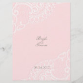 Roze  Elegant Lace Wedding Menu (Achterkant)