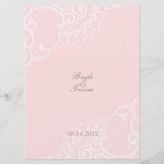 Roze  Elegant Lace Wedding Menu (Achterkant)