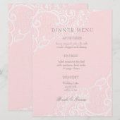 Roze  Elegant Lace Wedding Menu (Voorkant / Achterkant)