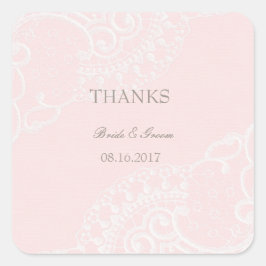 Roze  Elegant Lace Wedding Vierkante Sticker