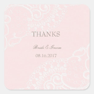 Roze  Elegant Lace Wedding Vierkante Sticker