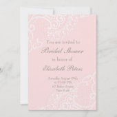 Roze  Elegant Lace Wedding Vrijgezellenfeest Kaart (Voorkant)