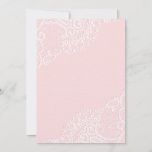 Roze  Elegant Lace Wedding Vrijgezellenfeest Kaart (Achterkant)