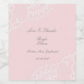 Roze  Elegant Lace Wedding Wijn Etiket (Enkel label)
