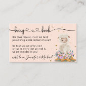 Roze Elegant Lam Schaap Baby Shower Breng een Boek Informatiekaartje (Voorkant)