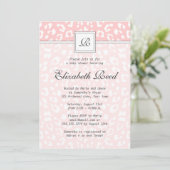 Roze Elegant Leopard Print Monogram Baby shower Kaart (Staand voorkant)