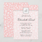 Roze Elegant Leopard Print Monogram Baby shower Kaart (Voorkant / Achterkant)