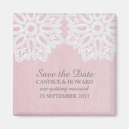 Roze Elegant Los sparen de Magnet van de Datum (Voorkant)