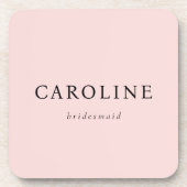 Roze Elegant & Minimalistisch Bruidsmeisje Bier Onderzetter (Voorkant)