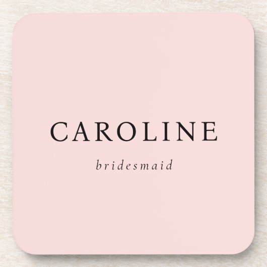 Roze Elegant & Minimalistisch Bruidsmeisje Bier Onderzetter (Voorkant)