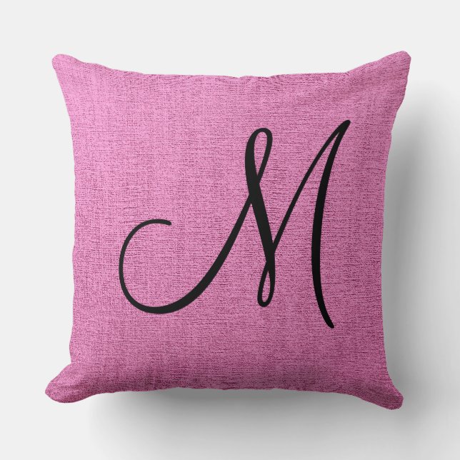 Roze Elegant Monogram Canvas Kijk uit Kussen (Voorkant)
