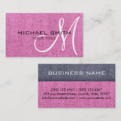 Roze Elegant Monogram Canvas Kijk uit Visitekaartje (Voorkant / Achterkant)