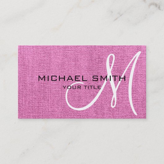 Roze Elegant Monogram Canvas Kijk uit Visitekaartje (Voorkant)