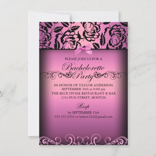 Roze Elegant nam de Uitnodiging van de Partij van (Voorkant)