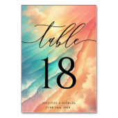 Roze Elegant Ocean Beach Zomer Waterverf Tafel Kaart (Achterkant)