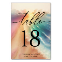 Roze Elegant Ocean Beach Zomer Waterverf Tafel