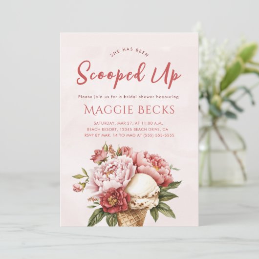 Roze Elegant Opgerept Bloemen Vrijgezellenfeest Ui Kaart (Staand voorkant)