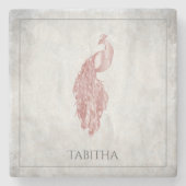 Roze Elegant Peacock - Aangepast Onderzetter met g (Voorkant)