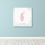 Roze Elegant Peacock Canvas Afdrukken (Insitu (Houten vloer))