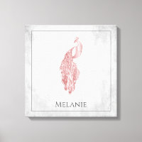 Roze Elegant Peacock Canvas Afdrukken