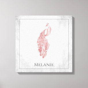Roze Elegant Peacock Canvas Afdrukken