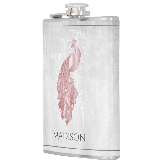 Roze Elegant Peacock Flask Heupfles (Links)