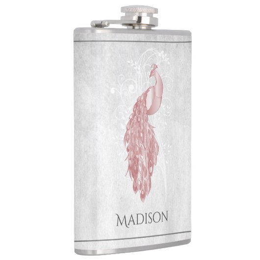 Roze Elegant Peacock Flask Heupfles (Rechts)