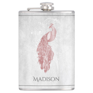 Roze Elegant Peacock Flask Heupfles