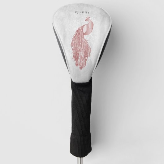 Roze Elegant Peacock Golf Head Hoesje Golfheadcover (Voorkant)