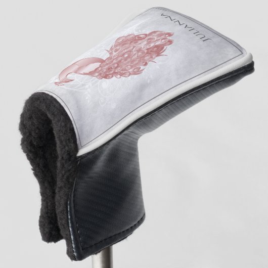 Roze Elegant Peacock Golf Head Hoesje Golfheadcover (3/4 voorkant)