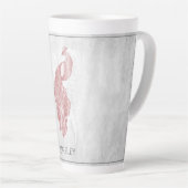 Roze Elegant Peacock Persoonlijke latte Mok (Rechterhoek)
