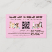 Roze Elegant QR Code Dog grooming Visitekaartje (Achterkant)
