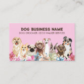 Roze Elegant QR Code Dog grooming Visitekaartje (Voorkant)