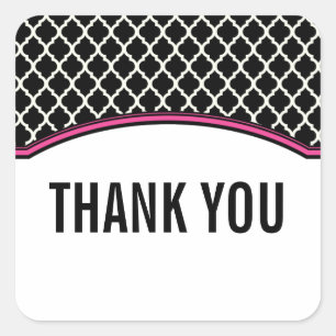 Roze elegant quatrefoil Hartelijk dank, Stickers