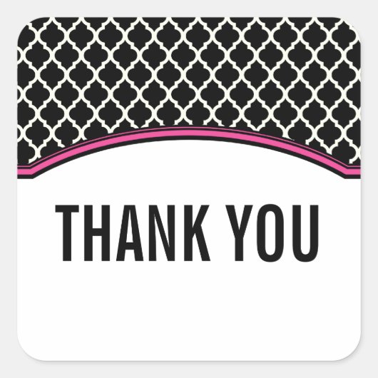 Roze elegant quatrefoil Hartelijk dank, Stickers (Voorkant)